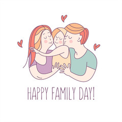 Family day. Happy family. Vector illustration.