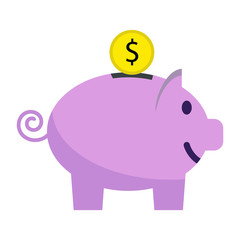 Piggy bank with coin