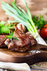 Roasted veal chops with herbs