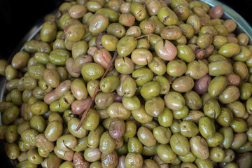 marinated olives sold at farmers market