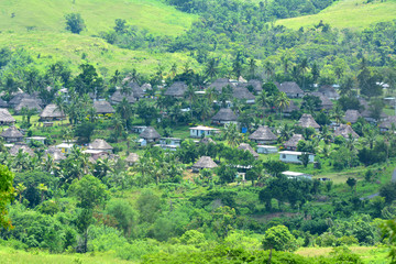 Aerial view of Navala village in the Ba Highlands Fiji