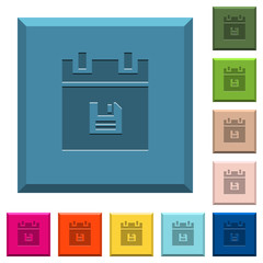 Save schedule data engraved icons on edged square buttons