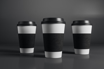 Three empty coffee cups