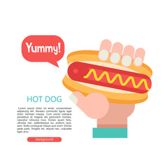 Hot dog. Tasty sausage in a bun. Vector illustration in flat style.