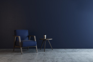 Modern blue interior with copyspace