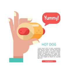 Hot dog. Tasty sausage in a bun. Vector illustration in flat style.