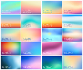 Fototapeta premium BIG set of 20 horizontal wide blurred backgrounds. With various quotes. Sunset and sunrise sea blurred backgrounds set