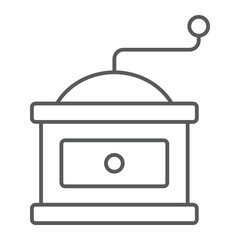 Coffee grinder thin line icon, coffee and cafe, vintage sign vector graphics, a linear pattern on a white background, eps 10.