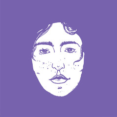 A Girl, Underwater - creative illustration in ultra violet