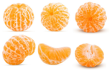Set fresh peeled tangerine whole, half, one slice