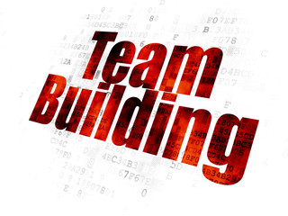Finance concept: Pixelated red text Team Building on Digital background