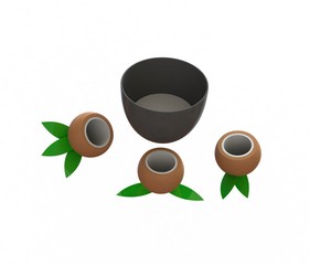 Coconut and Coconut milk Realistic 3d illustration isolated from the white background.