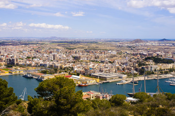 Fototapeta na wymiar Panoramic view of Cartagena in Spain
