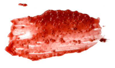 Raspberry jam spread isolated over white background