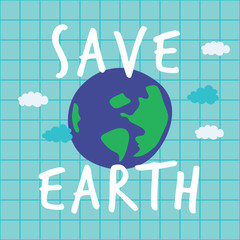 Safe earth print poster. A playful, modern, and flexible print for brand who has cute and fun style. Happy, bright, and magical mood.