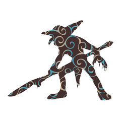 Fototapeta premium Goblin pattern silhouette monster villain fantasy