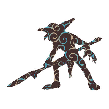 Goblin pattern silhouette monster villain fantasy