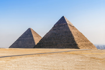 Fototapeta na wymiar Cairo, Egypt, 20 February 2008: Al Haram, Giza Governorate, Pyramid
