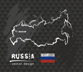 Map of Russia, Chalk sketch vector illustration