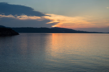 Sunset over the sea in Xina, Kassandra, Greece