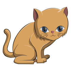 Cute orange cat is a vector image, illustrating a funny orange cat sitting.