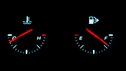 wskaźniki deski rozdzielczej paliwo temperatura silnika © Mariusz Sowula