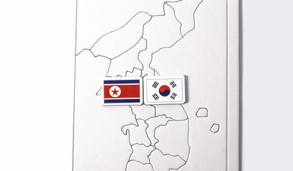 South and North Korea flag.