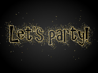 LET′S PARTY! Gold Glitter Banner