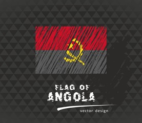 Flag of Angola, vector pen illustration on black background