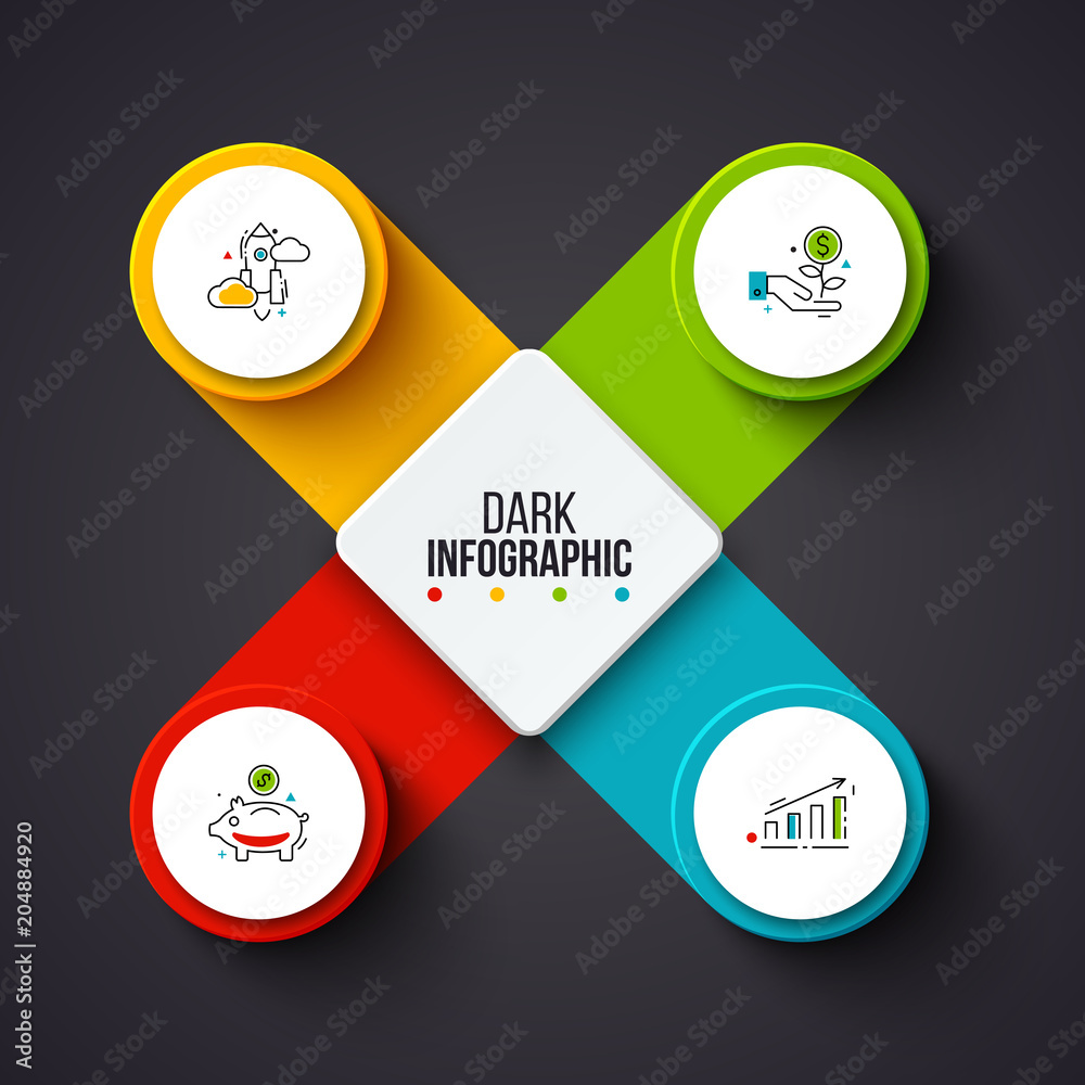 Aufkleber vector circles infographic on a dark background. can be used for presentation, diagrams, annual repo