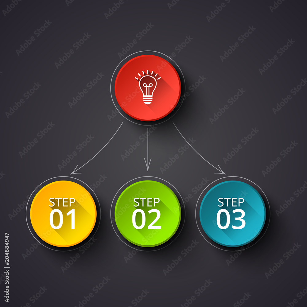 Poster Creative concept for dark infographic. Business data visualization. Abstract circle elements of graph, diagram with 4 steps, options, parts or processes. Vector business template for presentation.