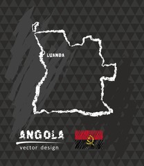 Map of Angola, Chalk sketch vector illustration