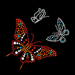 Three butterflies fly