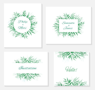 set of frames and invitations with branches