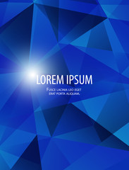 Modern abstract bussiness background with gradients and light in polygonal style in bright blue colors for cards, posters, flyers. Vector illustration eps 10