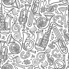 Cartoon hand-drawn Classic music seamless pattern