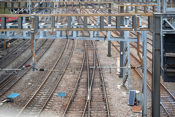 Railroad tracks for train transportation in London