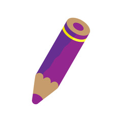 Flat colorful illustration of a violet pencil. Vector isolated object.