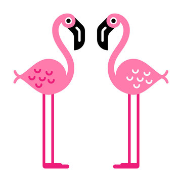 Two pink flamingo characters, isolated.
