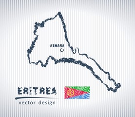 Eritrea national vector drawing map on white background