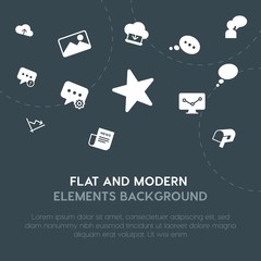 cloud and networking, charts, chat and messenger, email fill vector icons and elements background concept on dark background.Multipurpose use on websites, presentations, brochures and more.