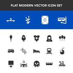 Modern, simple vector icon set with lantern, decoration, easter, clothes, harvest, hanger, bedroom, home, city, game, summer, fashion, bed, birthday, face, light, spring, child, holiday, sea icons