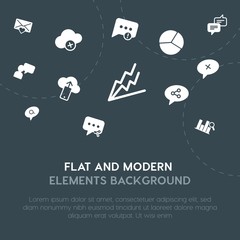 cloud and networking, charts, chat and messenger, email fill vector icons and elements background concept on dark background.Multipurpose use on websites, presentations, brochures and more.