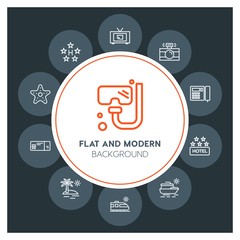 hotel, travel, valentine Infographic Circle outline Icons Set. Contains such Icons as  business,  website,  elements,  background,  pattern,  banner,  slider and more. Fully Editable. Pixel Perfect