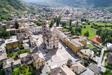 Sanctuary of Tirano in Valtellina, basilica of Madonna - Province of Sondrio - obrazy, fototapety, plakaty