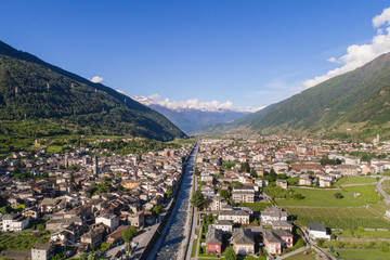 Valtellina, city of Tirano. Panoramic view