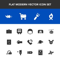 Modern, simple vector icon set with hot, train, fork, work, worker, sport, space, dinner, medicine, sign, helmet, medical, photo, bowling, christmas, restaurant, call, knife, camera, photography icons