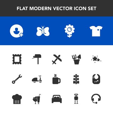 Modern, simple vector icon set with wrench, spring, fashion, frame, border, blossom, sign, box, white, clothing, night, message, sand, background, nature, cycle, post, bike, astronomy, picture icons