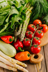 Closeup of different fresh tasty vegetables