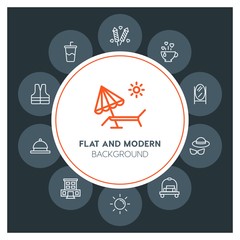 hotel, travel, valentine Infographic Circle outline Icons Set. Contains such Icons as  business,  website,  elements,  background,  pattern,  banner,  slider and more. Fully Editable. Pixel Perfect